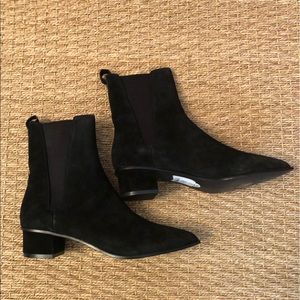 Mira suede bootie in black. NEW in box with tags